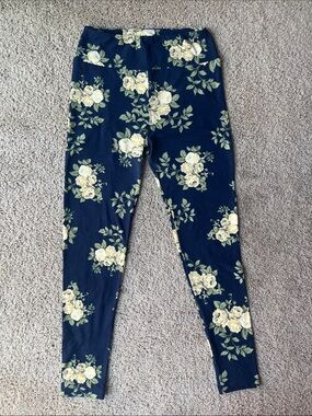 LuLaRoe Navy Floral Leggings One Size